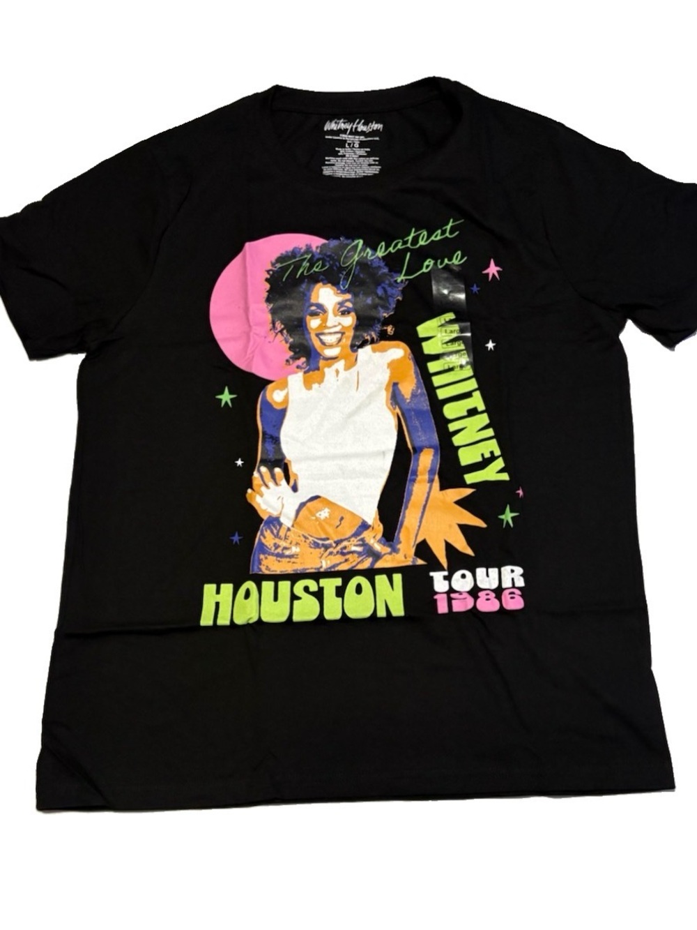 Whitney Houston Black Graphic Tour Tee - 'The Greatest Love'